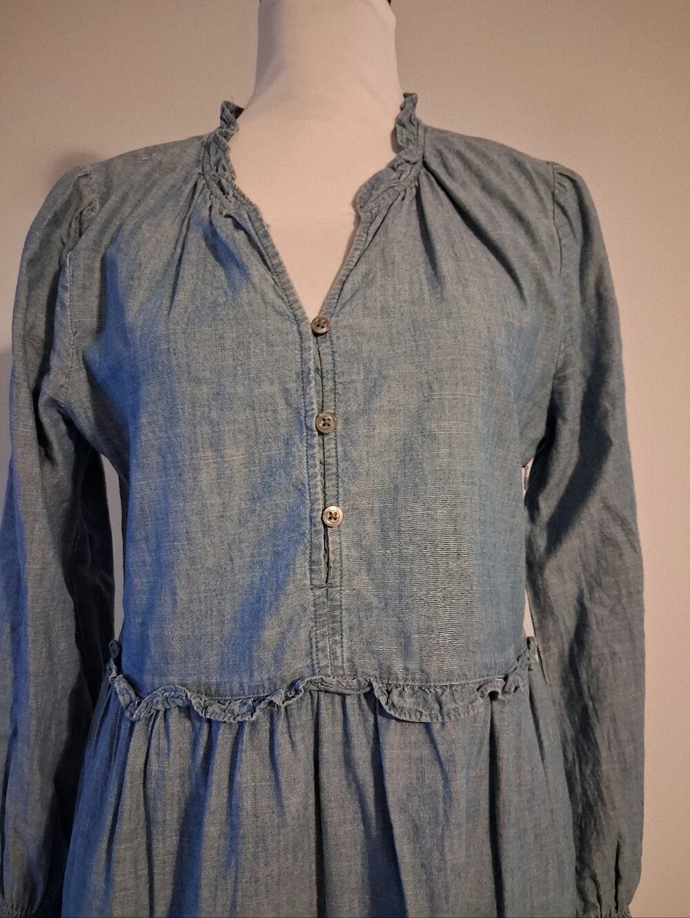 J. Crew Chambray Blue Button-Front Dress